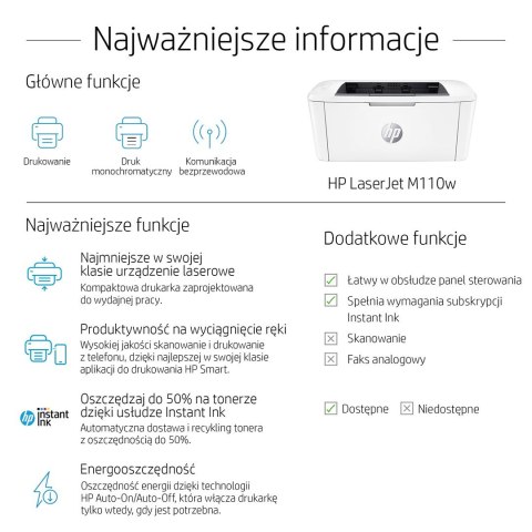 Drukarka HP LaserJet M110w 7MD66F