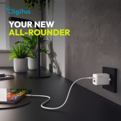Digitus Digitus Ładowarka GaN 45W USB-C + USB-A DA-10302 biała