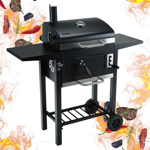 DUŻY GRILL WĘGLOWY NA KÓŁKACH Z PÓŁKAMI KLAUSBERG KB-9034