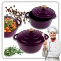 EMALIOWANY GARNEK ŻELIWNY 22cm 3L HAGE EGGPLANT