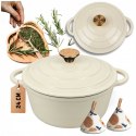 EMALIOWANY GARNEK ŻELIWNY 24cm 4L HAGE CREAM