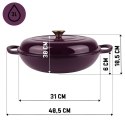 EMALIOWANY GARNEK ŻELIWNY PŁASKI 30cm 3L HAGE EGGPLANT