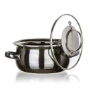 GARNEK EMALIOWANY 14cm Z POKRYWĄ BANQUET METALLIC BLACK 0,7L