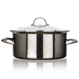 GARNEK EMALIOWANY 24cm 3,7L Z POKRYWĄ BANQUET METALLIC BLACK