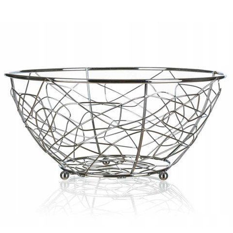 KOSZYK STALOWY SREBRNY NA OWOCE 23cm BANQUET VANITY