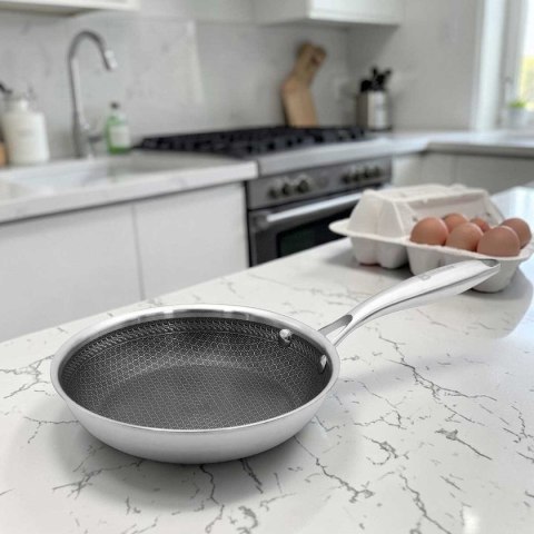 PATELNIA STALOWA Z POKRYWKĄ 26cm POWŁOKA PLASTER MIODU 5555