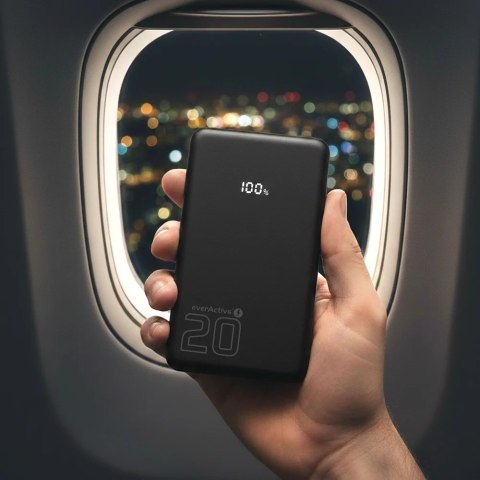 Everactive EVERACTIVE POWERBANK 20 000MAH, 1X USB, 2X USB-C, 20W, QC4+, WYŚWIETLACZ LCD, CZARNY EB-22QB