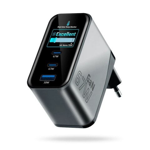 EVERACTIVE ŁADOWARKA SIECIOWA GAN 1 X USB, 2 X USB-C QUICK CHARGE 4+ 67W CZARNA SC-670Q