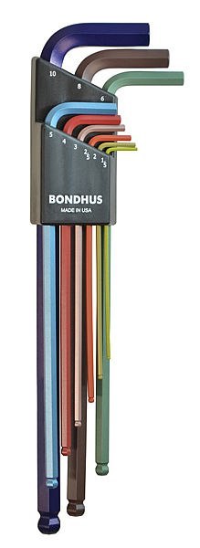 BONDHUS ZESTAW IMBUSÓW BARDZO DŁUGICH Z KULKĄ 1.5-10MM, KOLOR, 9SZT.