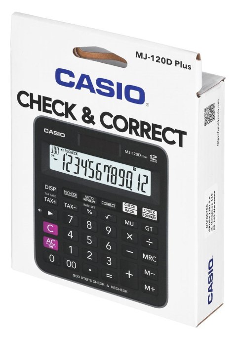 Casio CASIO KALKULATOR BIUROWY MJ-120D PLUS CZARNY, 12 CYFROWY WYŚWIETLACZ