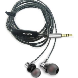 Słuchawki dokanałowe Dokanałowe AIWA ESTM-50SL (1.2m /3.5 mm wtyk/Srebrno-czarny)