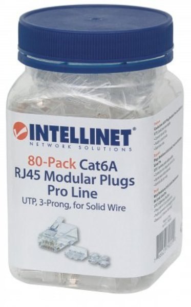 INTELLINET Wtyk RJ45 8P/8C Cat6a UTP, drut, linia PRO, 80 szt 790550