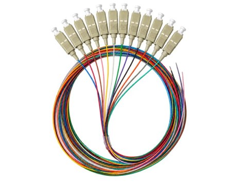 Pigtail MM OM3 1G 50/125 wtyk SC dł. 2 m "EASY STRIP" opak. 12 szt. wielokolorowe ALANTEC