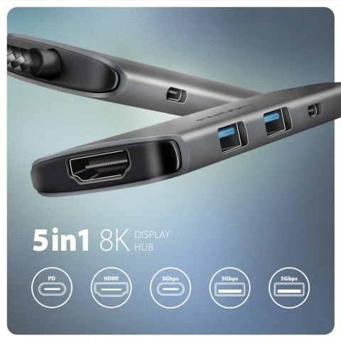 AXAGON AXAGON 8K USB-C 5Gbps 5in1 8K Hub | HMC-5H
