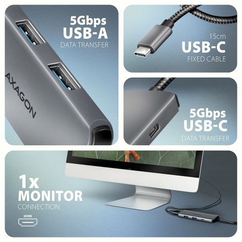 AXAGON AXAGON 8K USB-C 5Gbps 5in1 8K Hub | HMC-5H