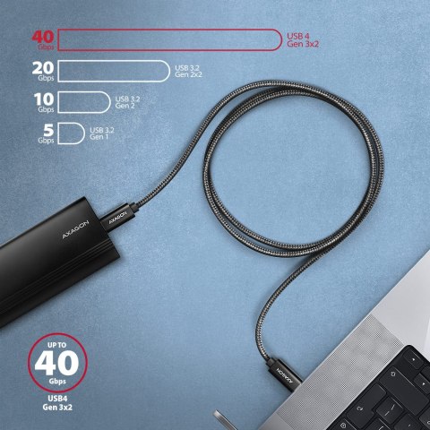 AXAGON AXAGON Data and charging USB4 Gen 3x2 cable, 1 m | BUCM3-CM15AB | USB Type C - USB Type C