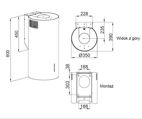 Okap kominowy MAAN Elba2 W835 60 cm | LED | filtry aluminiowe | czarny
