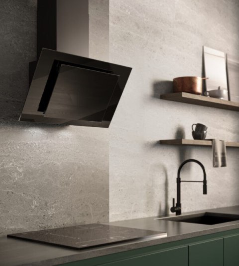 Okap kominowy MAAN Vertical Eco Duo Glass 60 cm | LED | czarne szkło