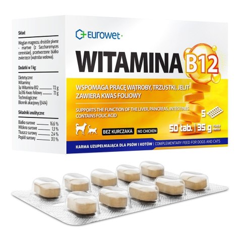 Eurowet Witamina B12 trzustka/jelita pies/kot 50szt