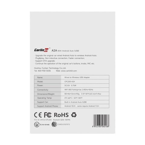 Adapter CARLINKIT A2A Adapter Bezprzewodowy Android Auto czarny