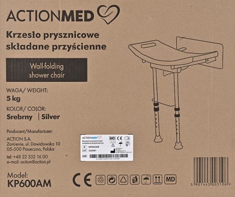 Krzesło prysznicowe składane przyścienne