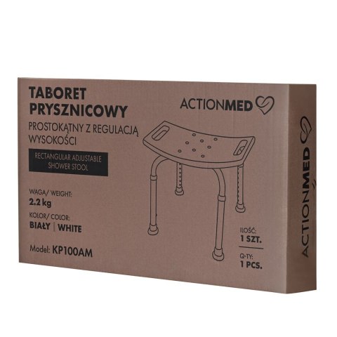 Taboret prysznicowy prostokątny z regulacją wysokości