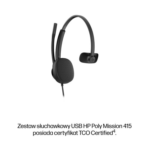 Słuchawki przewodowe HP Poly Mission 415 Monaural USB Wired Headset