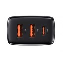 Ładowarka sieciowa Baseus Compact Quick Charger, 2xUSB, USB-C, PD, 3A, 30W (czarna)