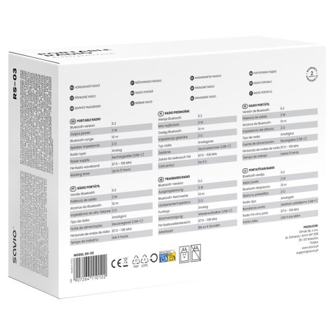 SAVIO RADIO PRZENOŚNE RÓŻOWE RS-03