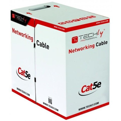 TECHLY Kabel skrętka Cat5e UTP drut 305 m CCA szary 303591
