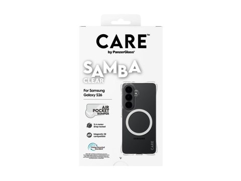 PanzerGlass Etui CARE marki PanzerGlass „Samba" - przezroczyste z białym Qi dla nowego Samsunga Galaxy S26 | PanzerGlass