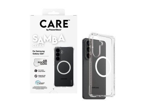 PanzerGlass Etui CARE marki PanzerGlass „Samba" - przezroczyste z białym Qi - do nowego Samsunga Galaxy S26 Plus | PanzerGlass