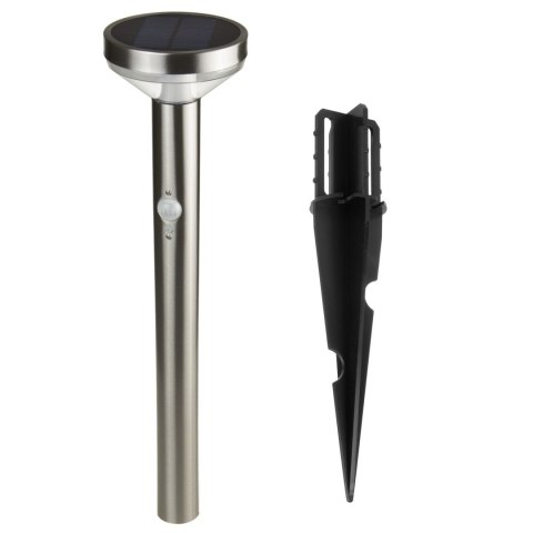 Solarna lampa LED Maclean, z czujnikiem, 3 tryby,wbijana, Li-ion 18650, IP44, 3,7V, 1200 mAh, Chrom matt, MCE465 C/M