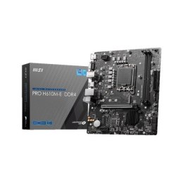 MSI MSI | PRO H610M-E DDR4 | Rodzina procesorów Intel | Gniazdo procesora LGA1700 | DDR4 DIMM | Gniazda pamięci 2 | Obsługiwane inte