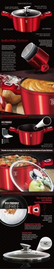 GARNEK 6.5L 28CM BERLINGER HAUS METALLIC LINE BURGUNDY BH-1258-N