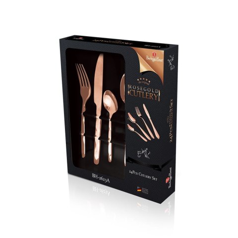 KOMPLET SZTUĆCÓW 24 EL. SATYNOWE BERLINGER HAUS ROSE GOLD BH-2623A