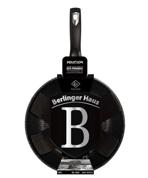 WOK GRANITOWY 28cm BERLINGER HAUS BLACK SILVER BH-1848