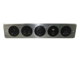 Media port Cova 1*230V 3*RJ45 1*HDMI 1*VGA 1*USB